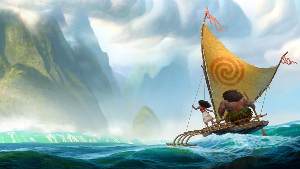 Moana se aventura em alto mar na companhia do poderoso semideus Maui (Divulgação).